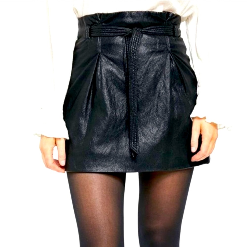 Free People Payton Paperbag Mini Skirt in Black